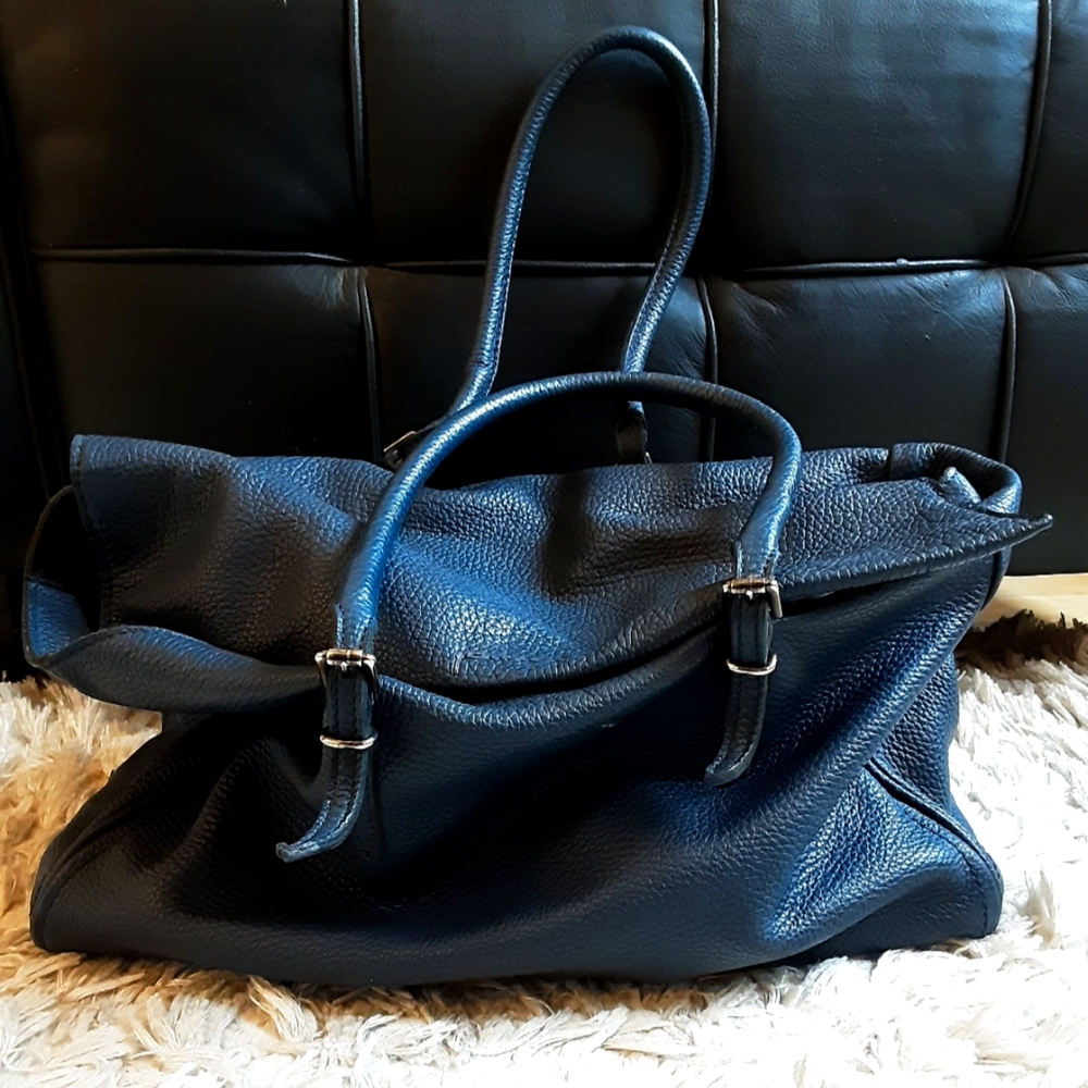 Blue leather bag